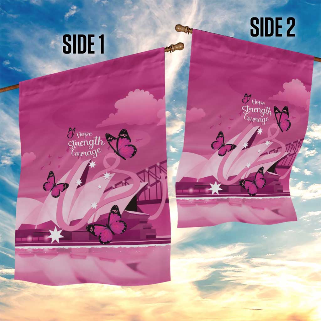 Australia Breast Cancer Awareness Garden Flag Sydney Opera House Butterfly Pink Ribbon - Vibe Hoodie