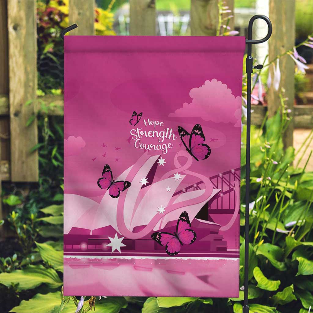 Australia Breast Cancer Awareness Garden Flag Sydney Opera House Butterfly Pink Ribbon - Vibe Hoodie