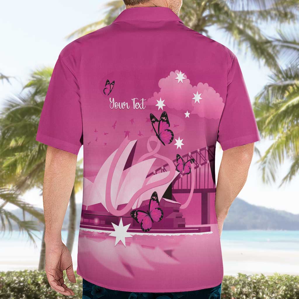 Personalised Australia Breast Cancer Awareness Hawaiian Shirt Sydney Opera House Butterfly Pink Ribbon - Vibe Hoodie