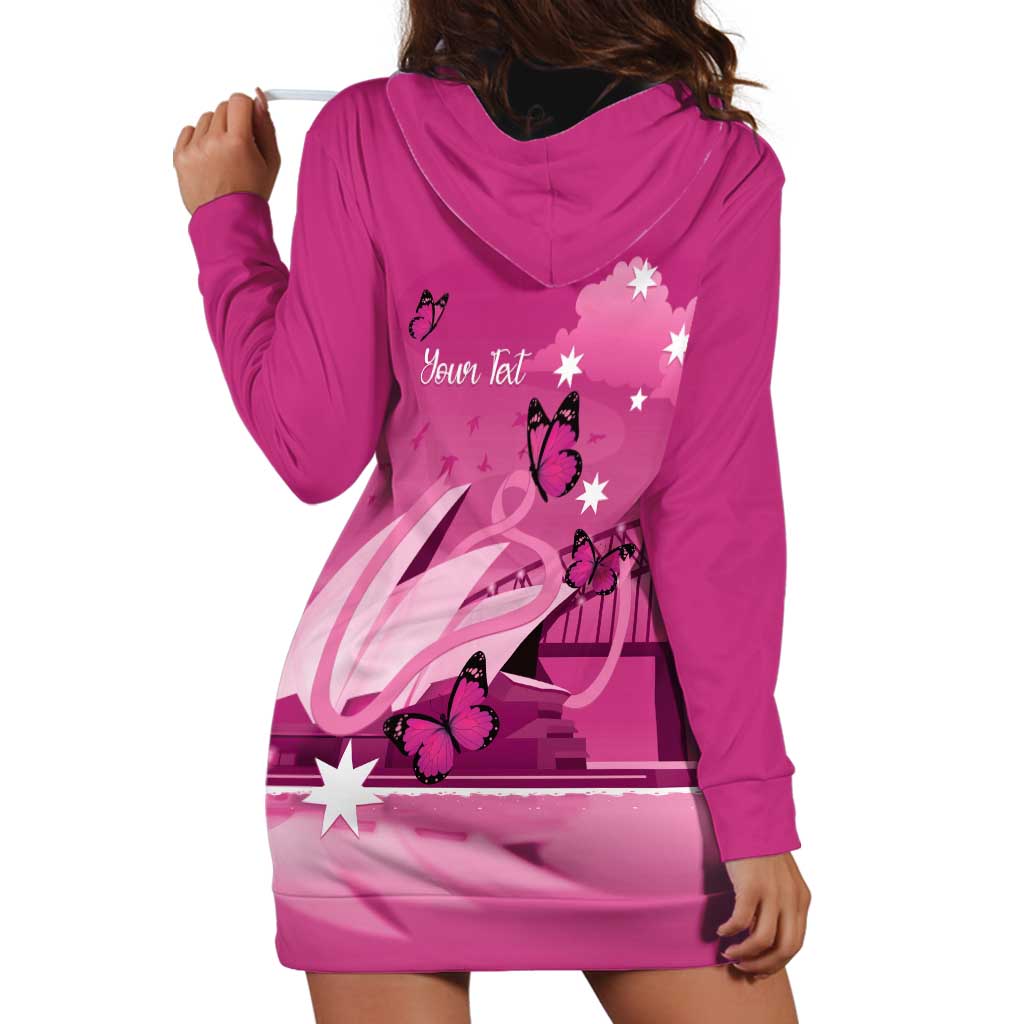 Personalised Australia Breast Cancer Awareness Hoodie Dress Sydney Opera House Butterfly Pink Ribbon - Vibe Hoodie