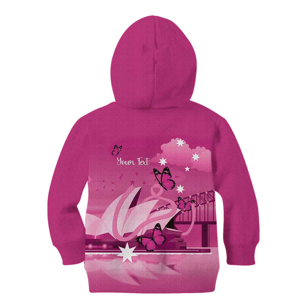 Personalised Australia Breast Cancer Awareness Kid Hoodie Sydney Opera House Butterfly Pink Ribbon - Vibe Hoodie