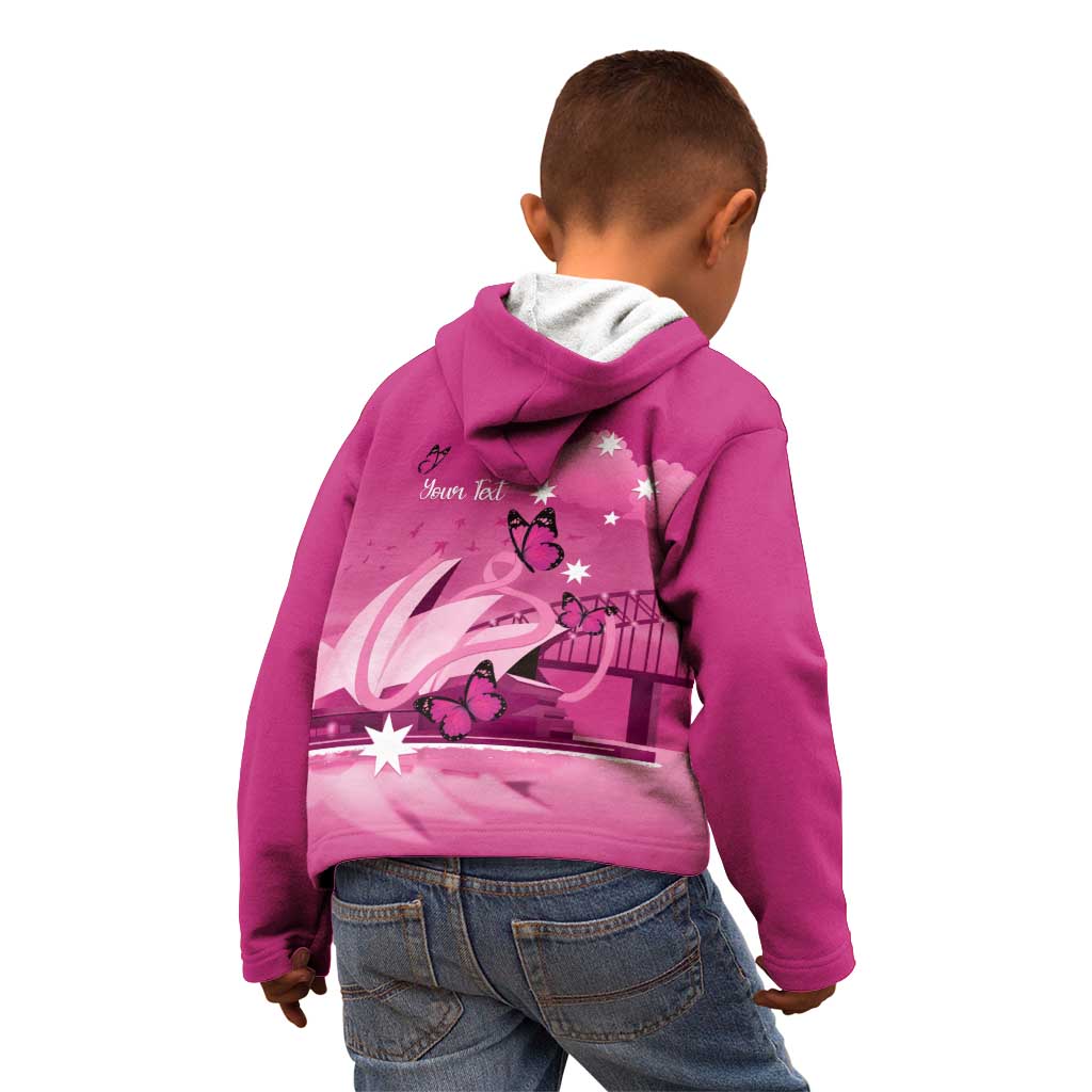Personalised Australia Breast Cancer Awareness Kid Hoodie Sydney Opera House Butterfly Pink Ribbon - Vibe Hoodie