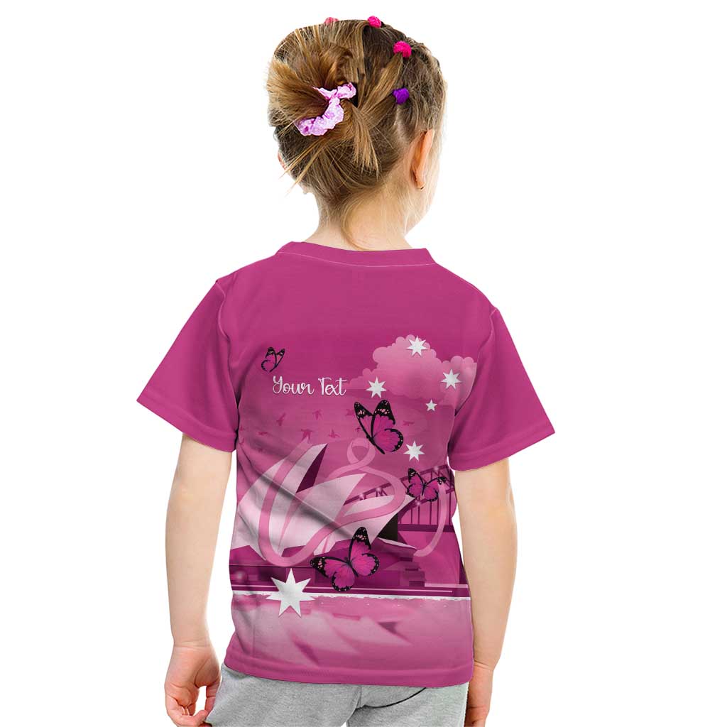Personalised Australia Breast Cancer Awareness Kid T Shirt Sydney Opera House Butterfly Pink Ribbon - Vibe Hoodie