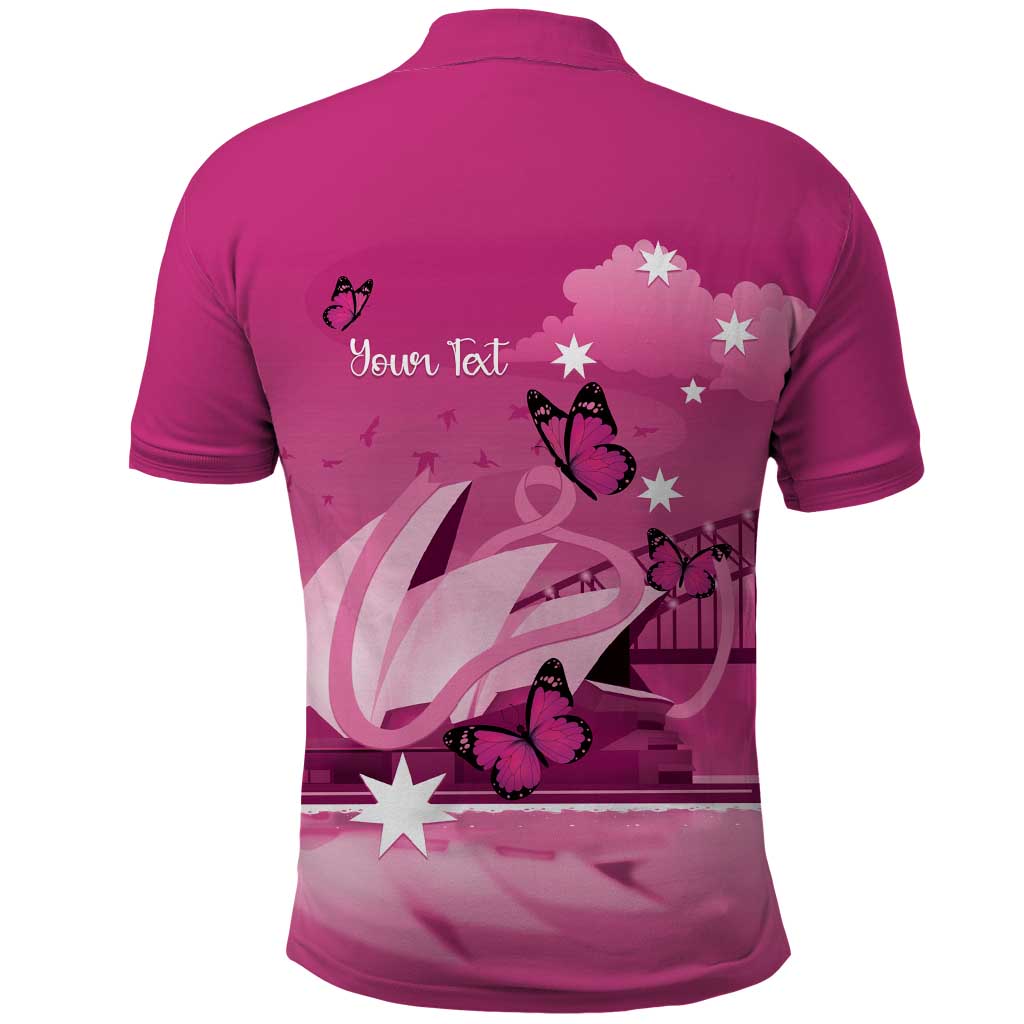 Personalised Australia Breast Cancer Awareness Polo Shirt Sydney Opera House Butterfly Pink Ribbon - Vibe Hoodie