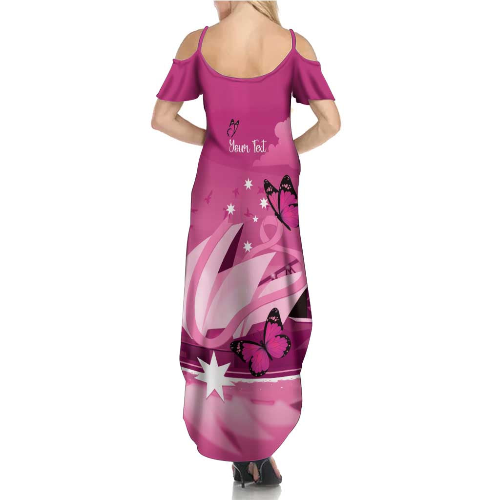 Personalised Australia Breast Cancer Awareness Summer Maxi Dress Sydney Opera House Butterfly Pink Ribbon - Vibe Hoodie