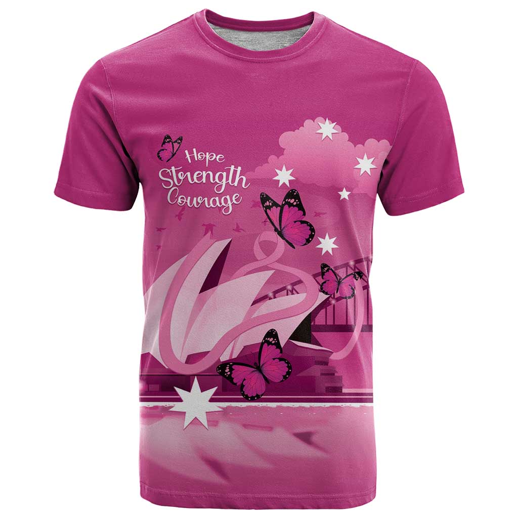Personalised Australia Breast Cancer Awareness T Shirt Sydney Opera House Butterfly Pink Ribbon - Vibe Hoodie