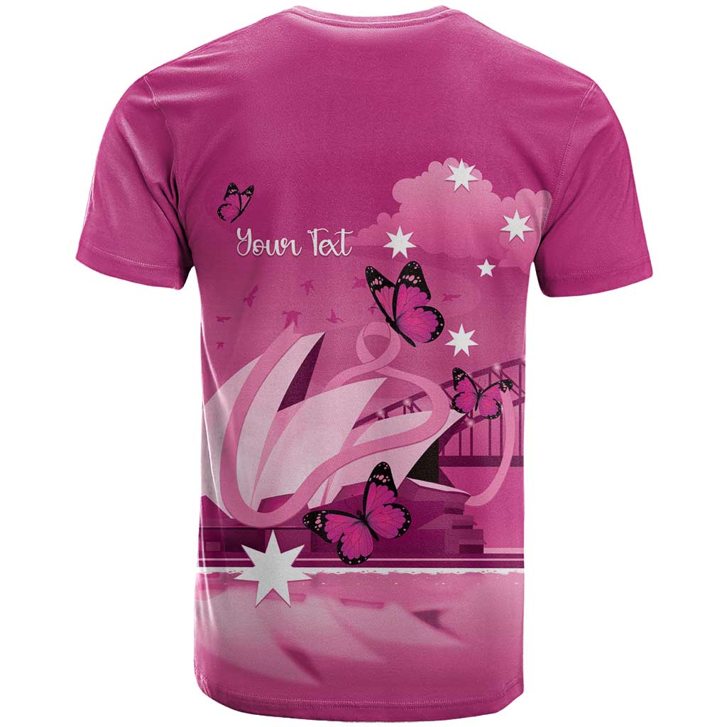Personalised Australia Breast Cancer Awareness T Shirt Sydney Opera House Butterfly Pink Ribbon - Vibe Hoodie