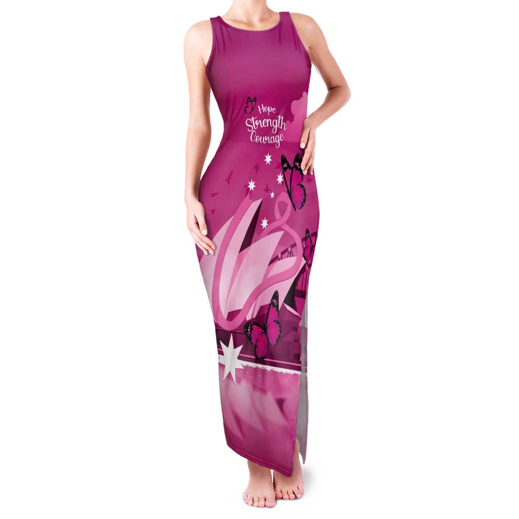 Personalised Australia Breast Cancer Awareness Tank Maxi Dress Sydney Opera House Butterfly Pink Ribbon - Vibe Hoodie