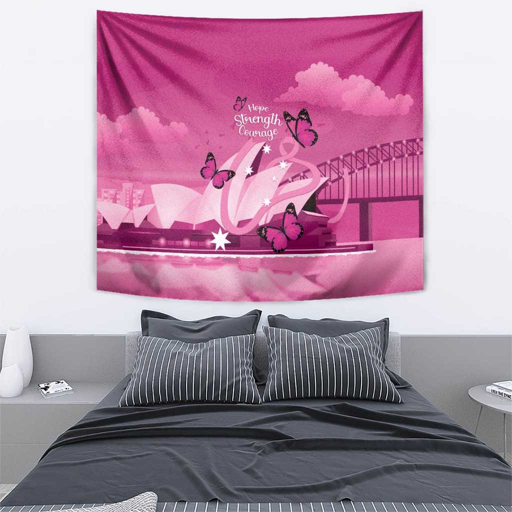 Australia Breast Cancer Awareness Tapestry Sydney Opera House Butterfly Pink Ribbon - Vibe Hoodie