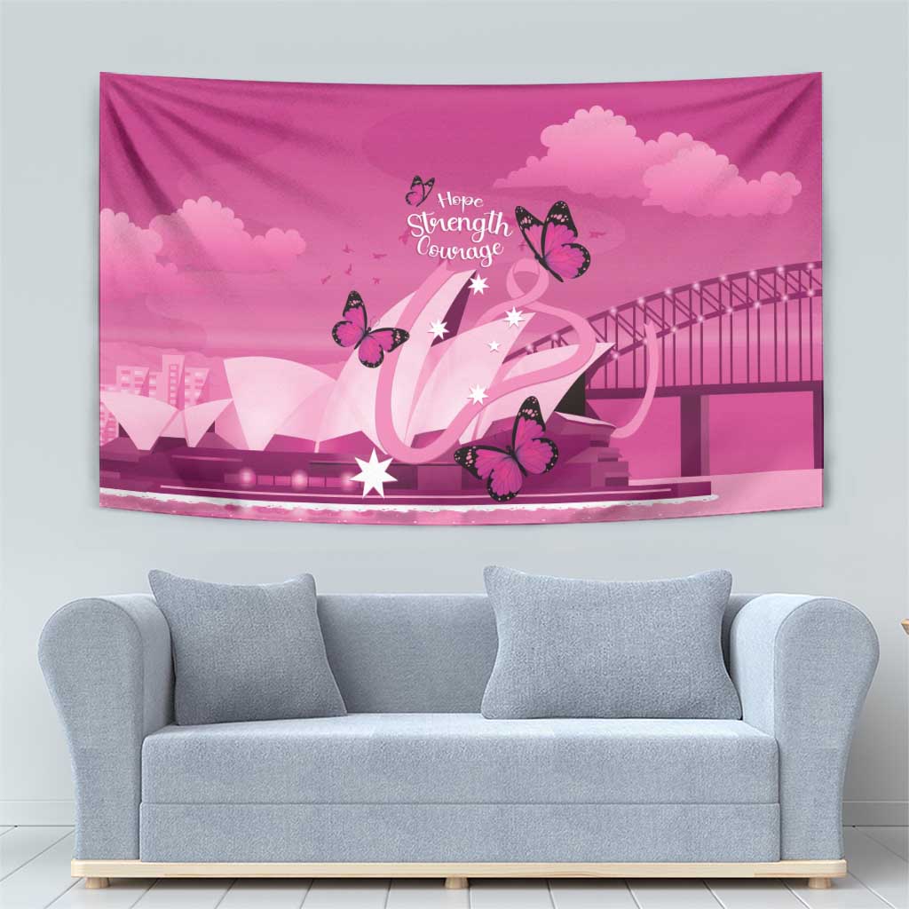 Australia Breast Cancer Awareness Tapestry Sydney Opera House Butterfly Pink Ribbon - Vibe Hoodie