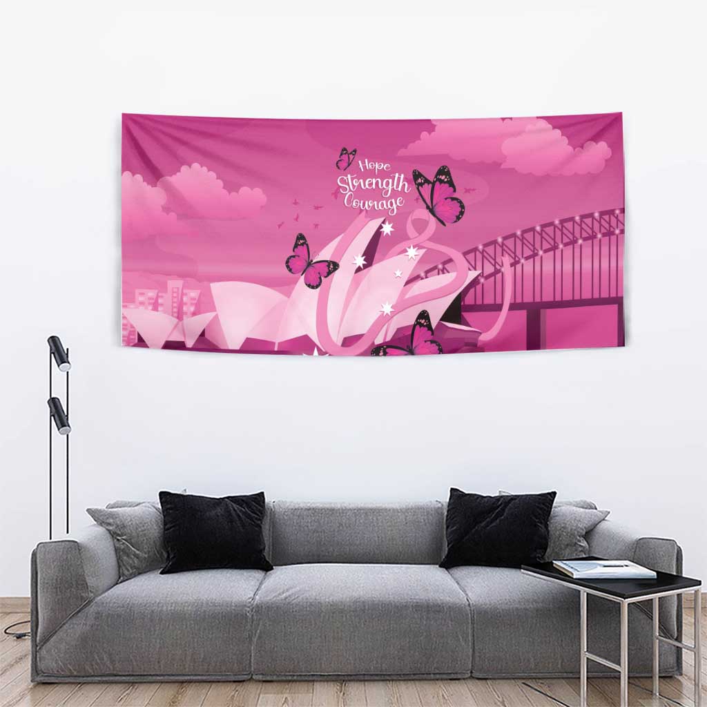 Australia Breast Cancer Awareness Tapestry Sydney Opera House Butterfly Pink Ribbon - Vibe Hoodie