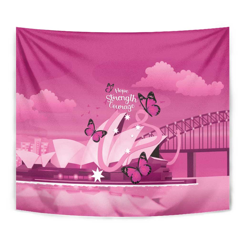Australia Breast Cancer Awareness Tapestry Sydney Opera House Butterfly Pink Ribbon - Vibe Hoodie