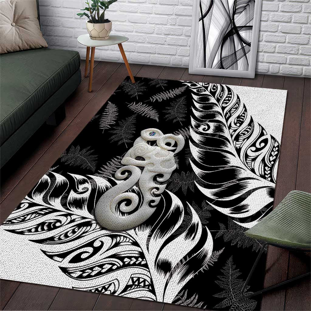 Aotearoa Manaia NZ Maori Silver Fern Area Rug - Vibe Hoodie Shop