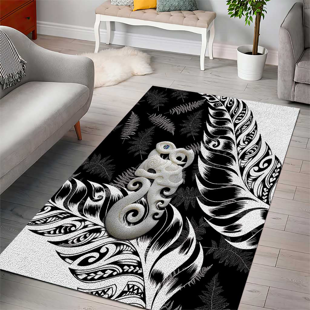 Aotearoa Manaia NZ Maori Silver Fern Area Rug - Vibe Hoodie Shop