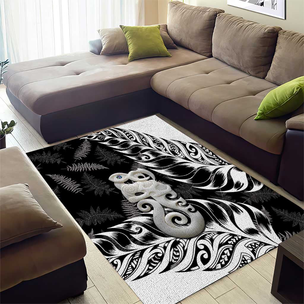 Aotearoa Manaia NZ Maori Silver Fern Area Rug - Vibe Hoodie Shop