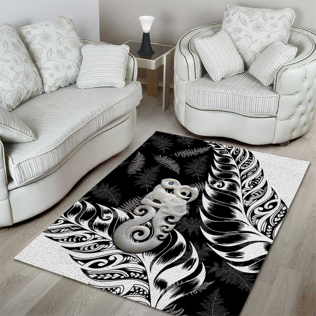 Aotearoa Manaia NZ Maori Silver Fern Area Rug - Vibe Hoodie Shop