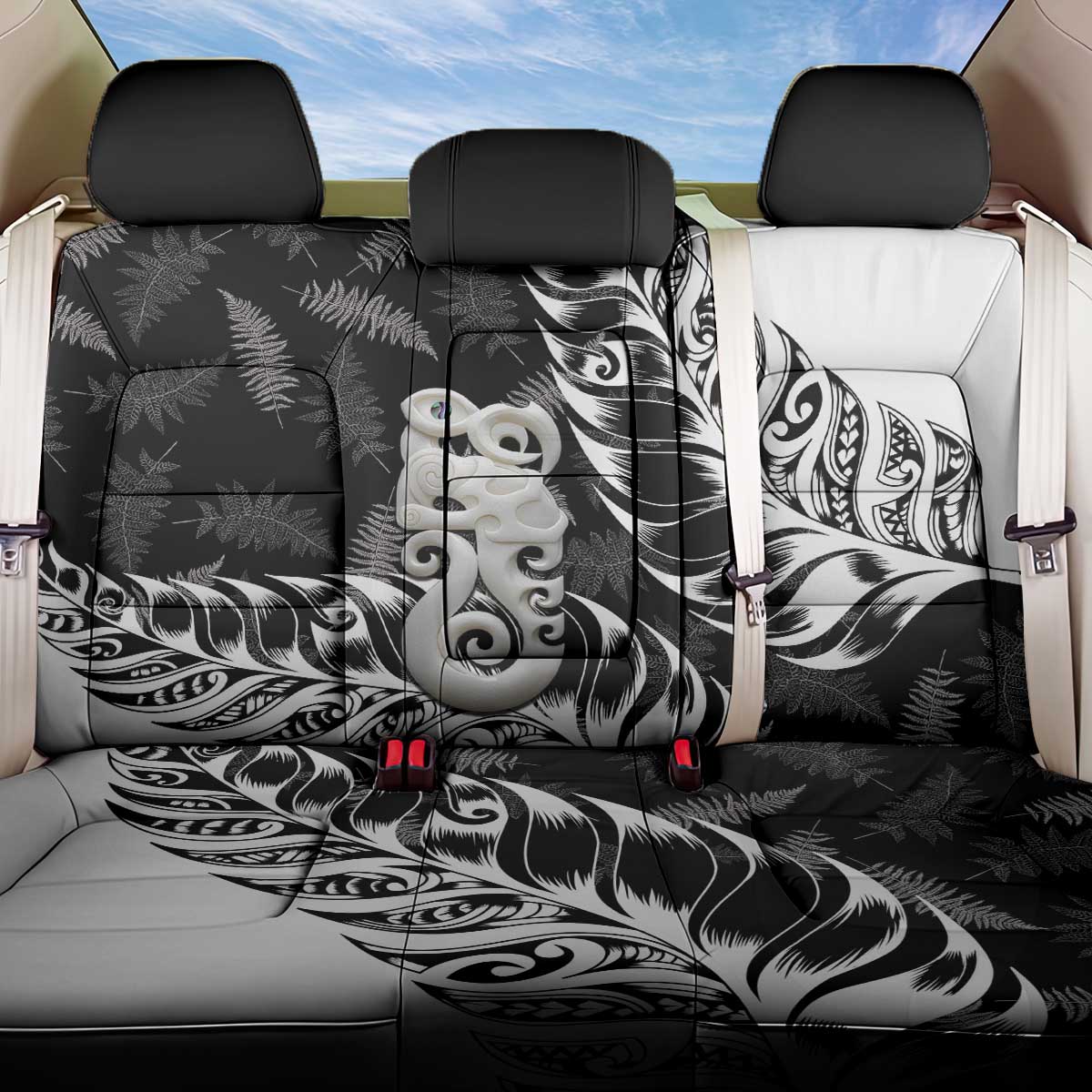 Aotearoa Manaia NZ Maori Silver Fern Back Car Seat Cover