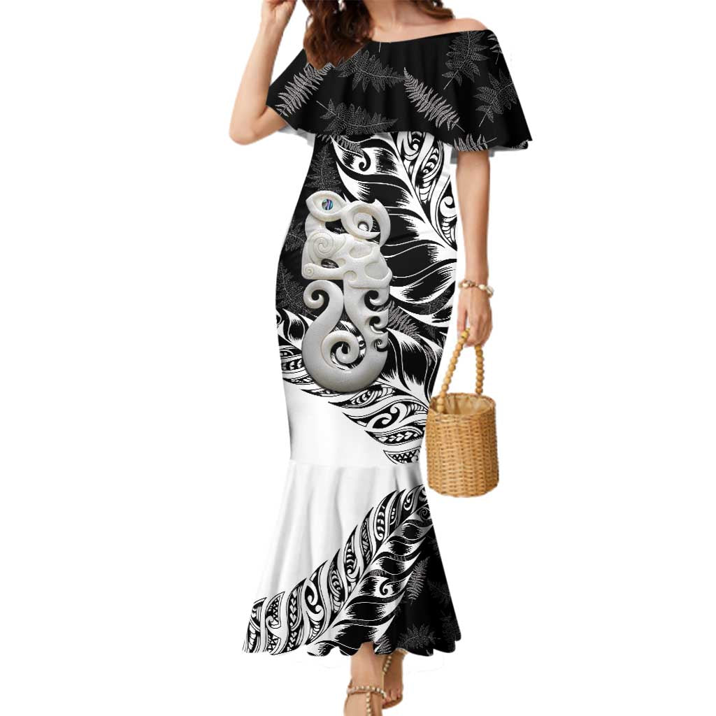 Aotearoa Manaia NZ Maori Silver Fern Family Matching Mermaid Dress and Hawaiian Shirt