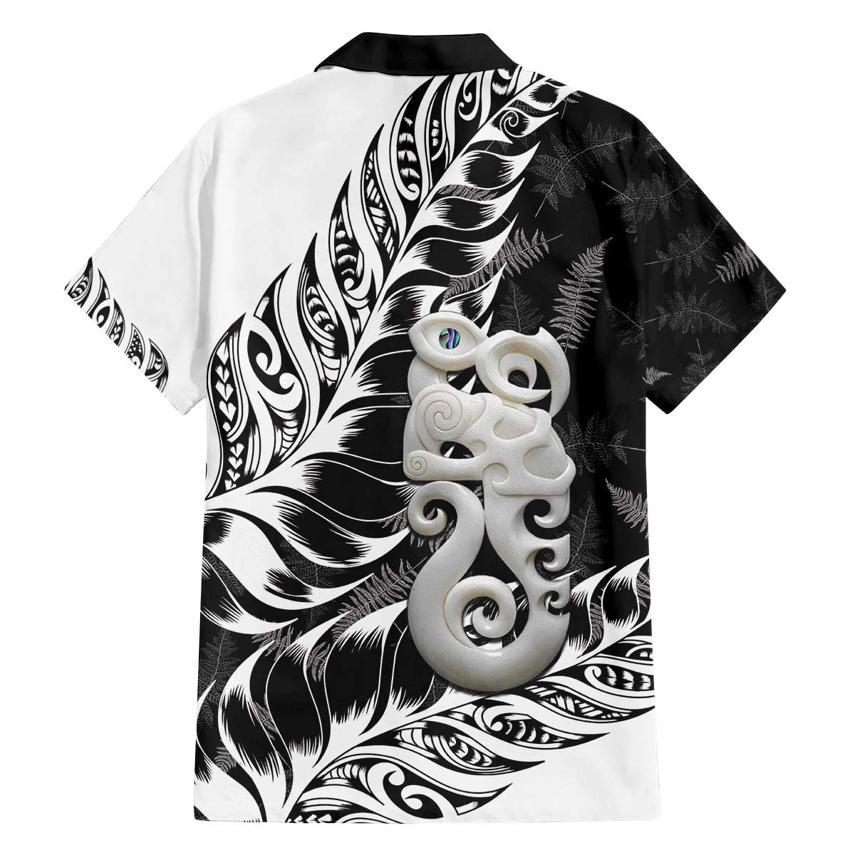 Aotearoa Manaia NZ Maori Silver Fern Family Matching Off The Shoulder Long Sleeve Dress and Hawaiian Shirt