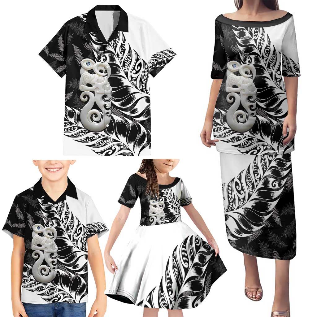 Aotearoa Manaia NZ Maori Silver Fern Family Matching Puletasi and Hawaiian Shirt