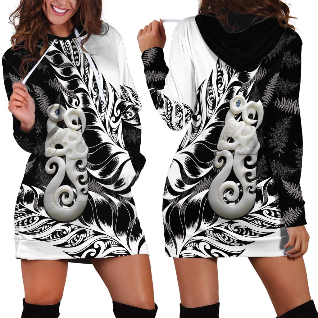 Aotearoa Manaia NZ Maori Silver Fern Hoodie Dress - Vibe Hoodie Shop