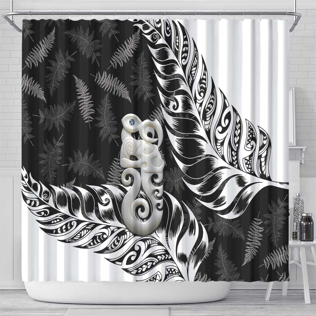 Aotearoa Manaia NZ Maori Silver Fern Shower Curtain