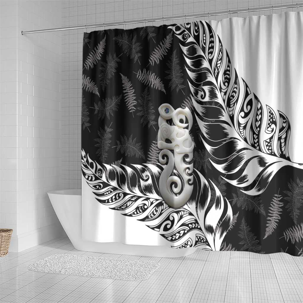 Aotearoa Manaia NZ Maori Silver Fern Shower Curtain