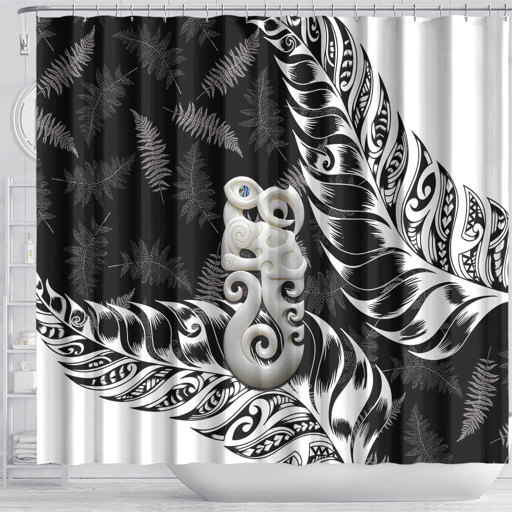 Aotearoa Manaia NZ Maori Silver Fern Shower Curtain