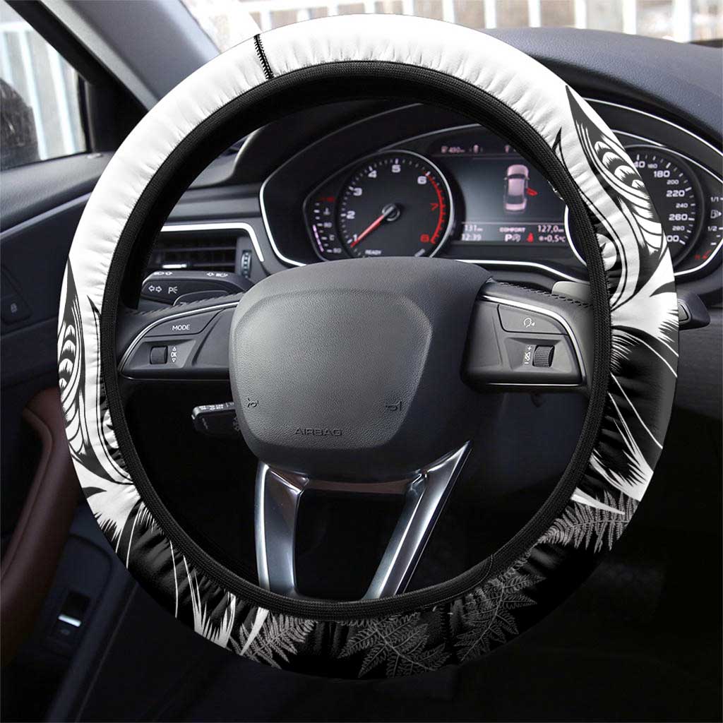 Aotearoa Manaia NZ Maori Silver Fern Steering Wheel Cover