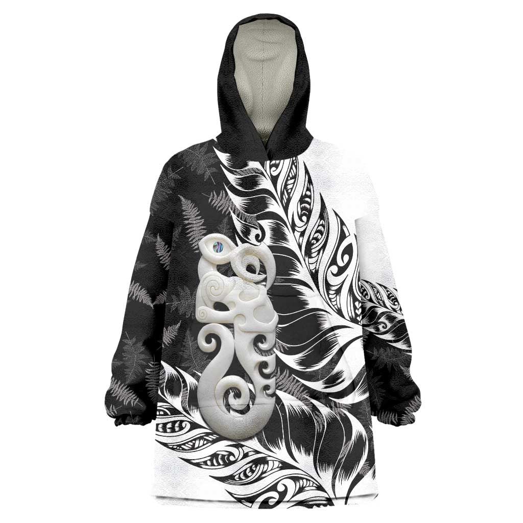 Aotearoa Manaia NZ Maori Silver Fern Wearable Blanket Hoodie - Vibe Hoodie Shop