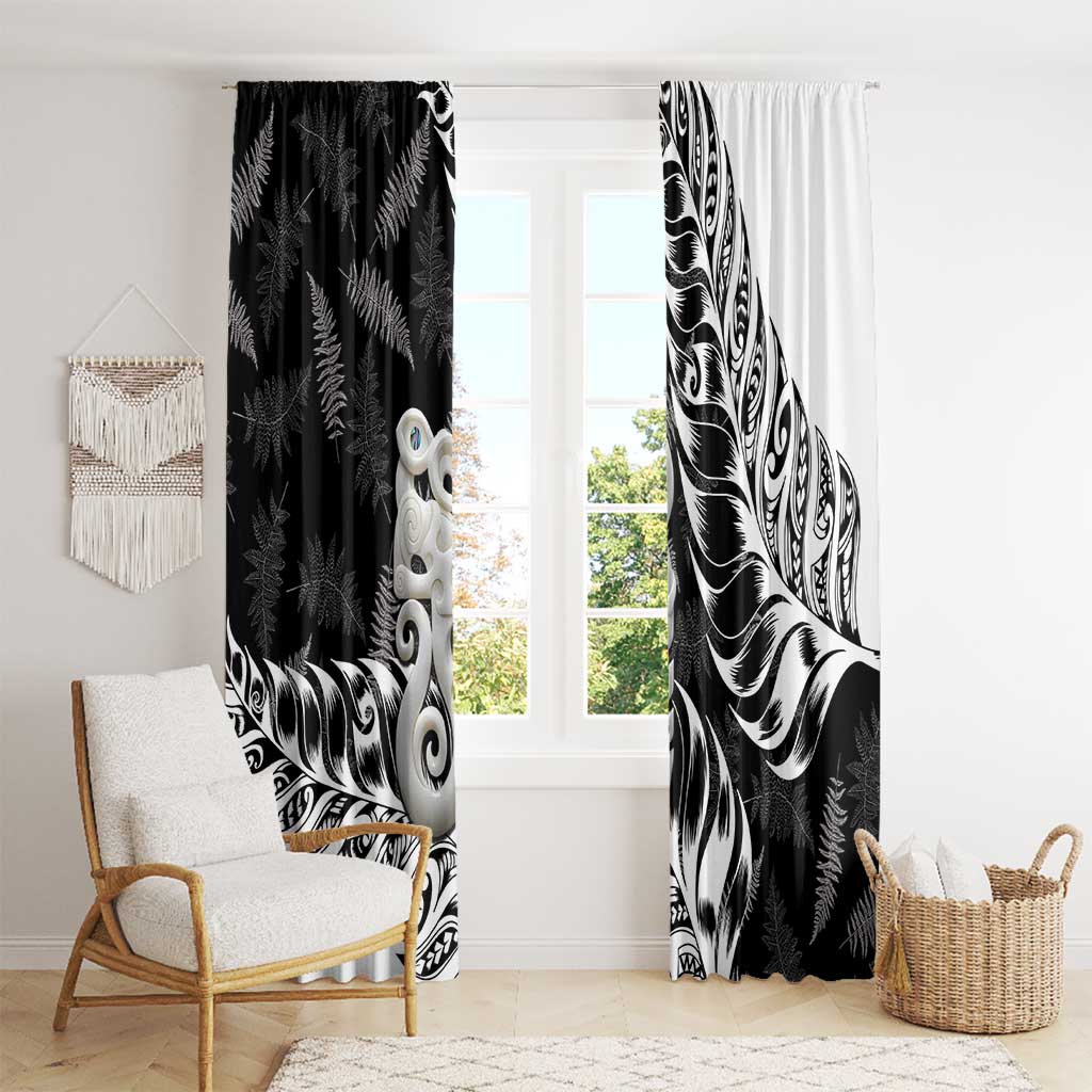 Aotearoa Manaia NZ Maori Silver Fern Window Curtain