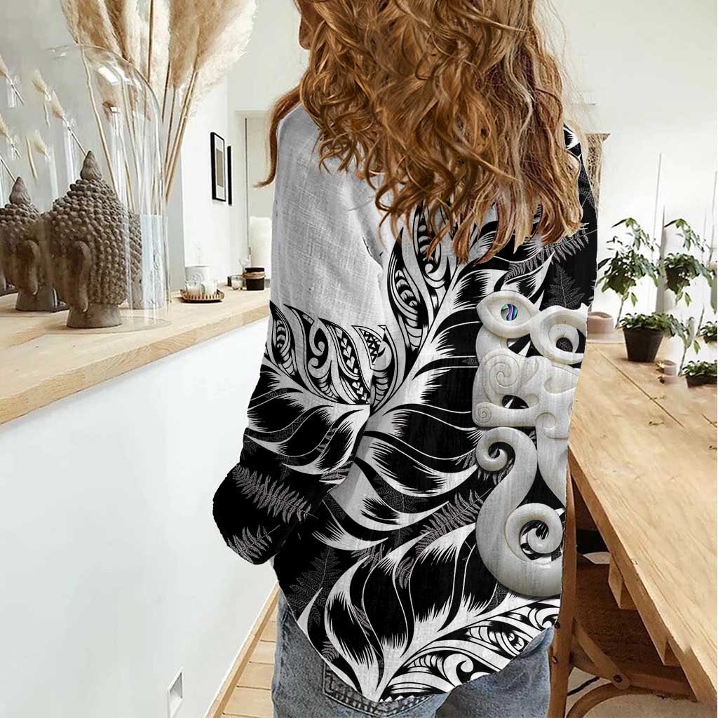 Aotearoa Manaia NZ Maori Silver Fern Women Casual Shirt - Vibe Hoodie Shop