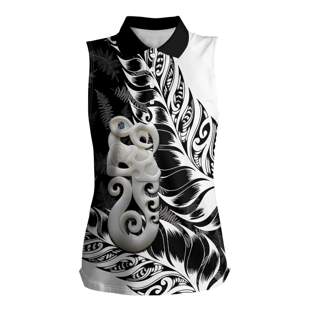 Aotearoa Manaia NZ Maori Silver Fern Women Sleeveless Polo Shirt