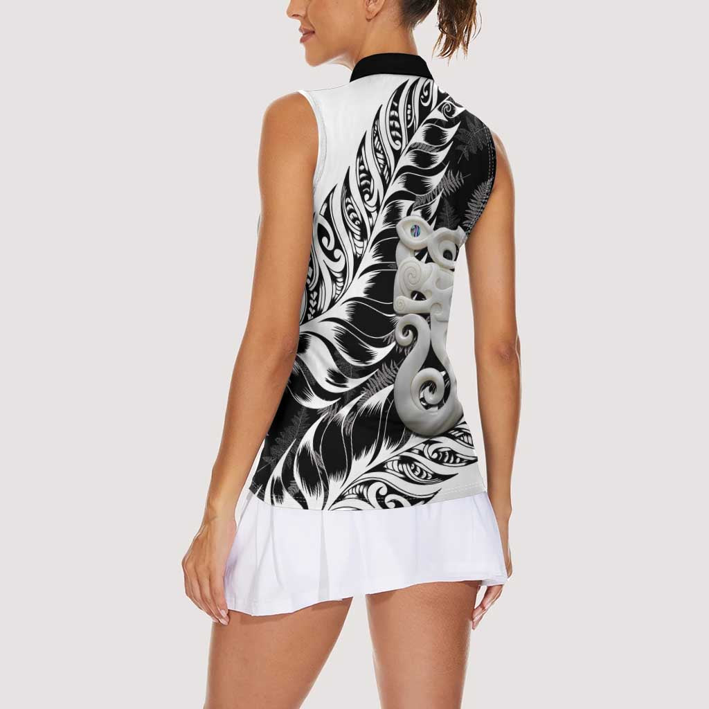 Aotearoa Manaia NZ Maori Silver Fern Women Sleeveless Polo Shirt