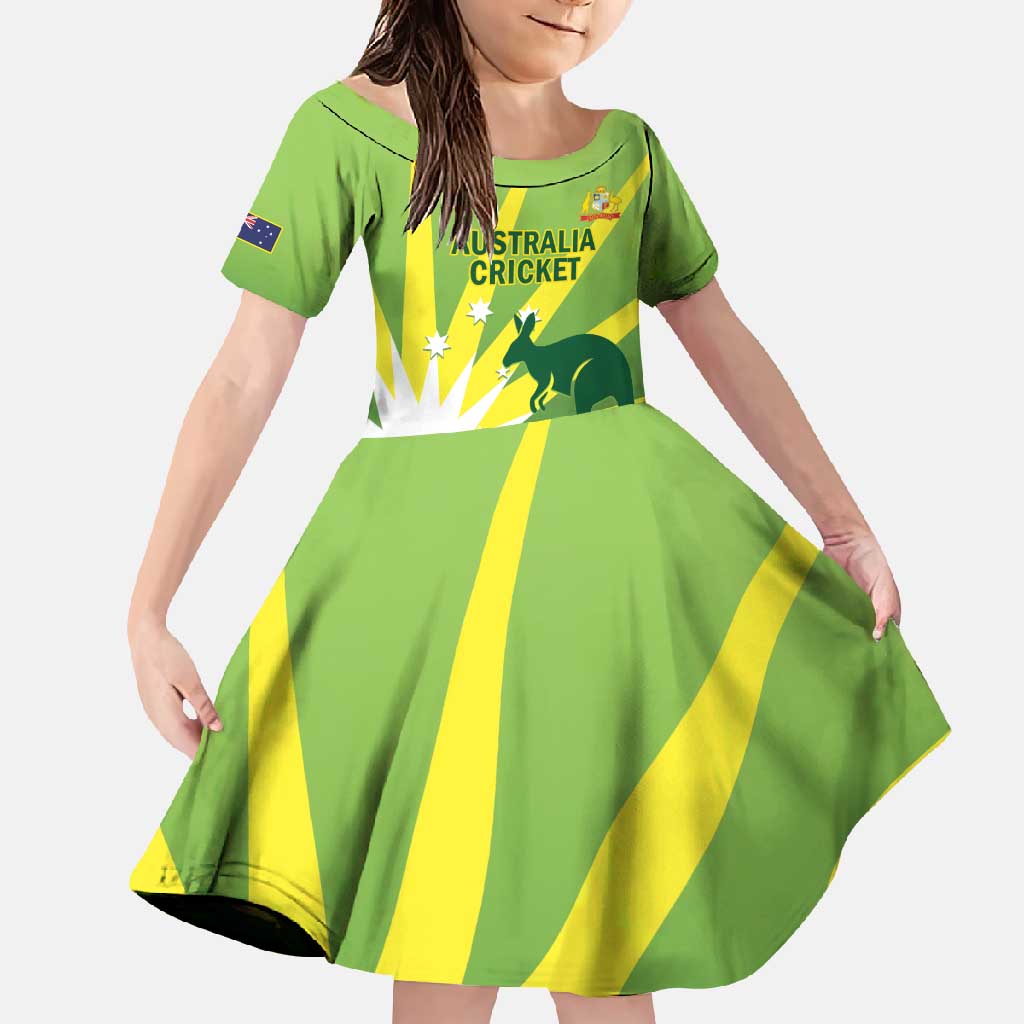 Custom Australia Cricket Family Matching Long Sleeve Bodycon Dress and Hawaiian Shirt Go Champions Aussies