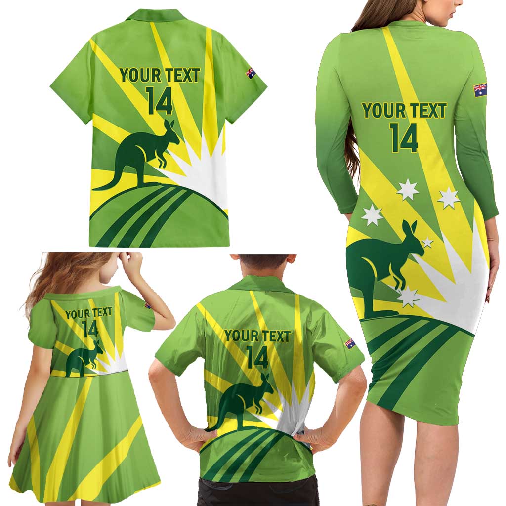 Custom Australia Cricket Family Matching Long Sleeve Bodycon Dress and Hawaiian Shirt Go Champions Aussies