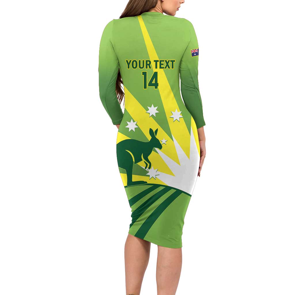 Custom Australia Cricket Family Matching Long Sleeve Bodycon Dress and Hawaiian Shirt Go Champions Aussies