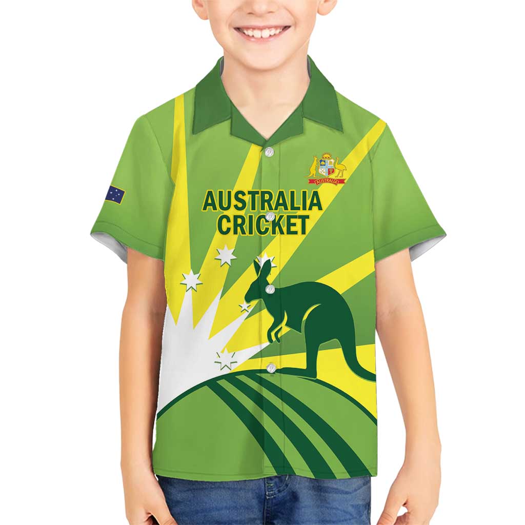 Custom Australia Cricket Family Matching Long Sleeve Bodycon Dress and Hawaiian Shirt Go Champions Aussies