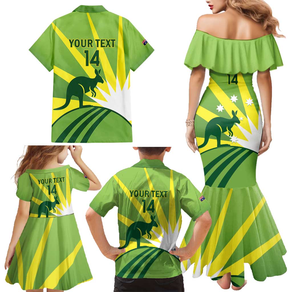 Custom Australia Cricket Family Matching Mermaid Dress and Hawaiian Shirt Go Champions Aussies