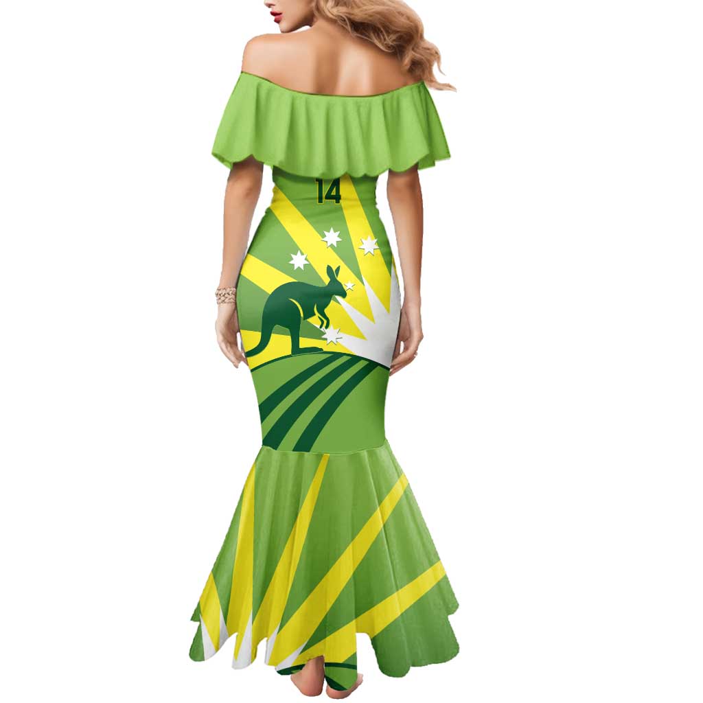 Custom Australia Cricket Family Matching Mermaid Dress and Hawaiian Shirt Go Champions Aussies