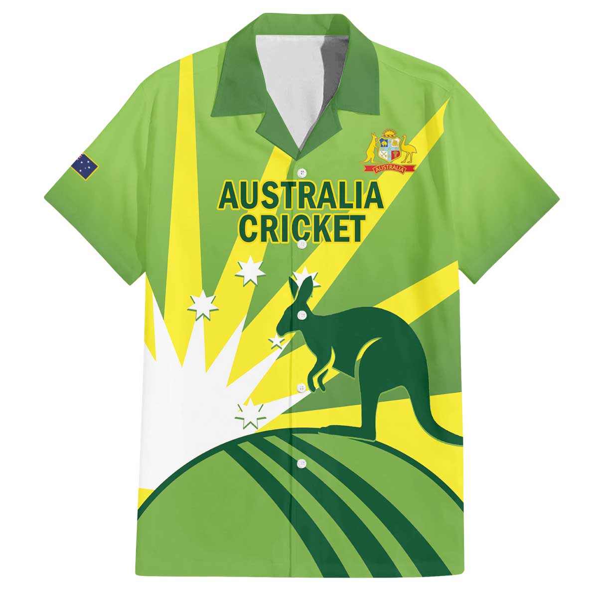 Custom Australia Cricket Family Matching Off The Shoulder Long Sleeve Dress and Hawaiian Shirt Go Champions Aussies