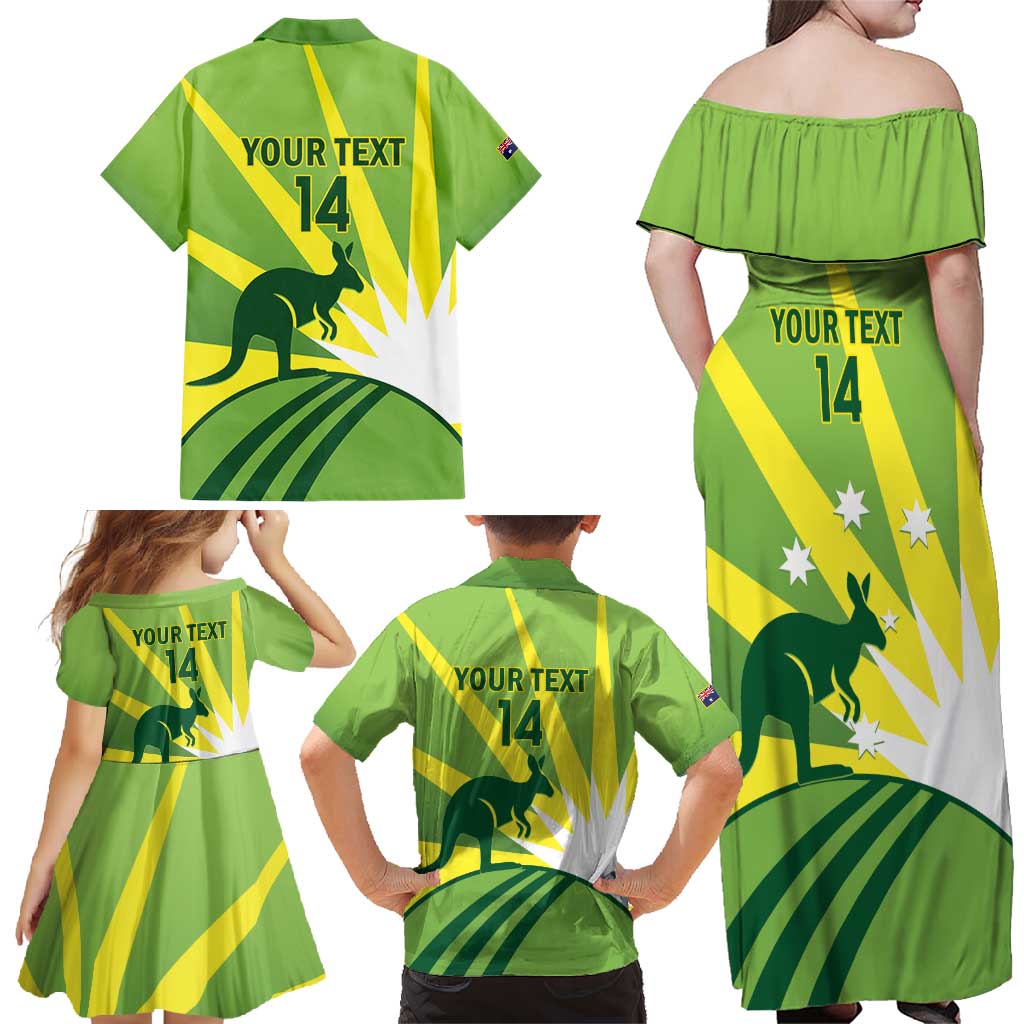 Custom Australia Cricket Family Matching Off Shoulder Maxi Dress and Hawaiian Shirt Go Champions Aussies