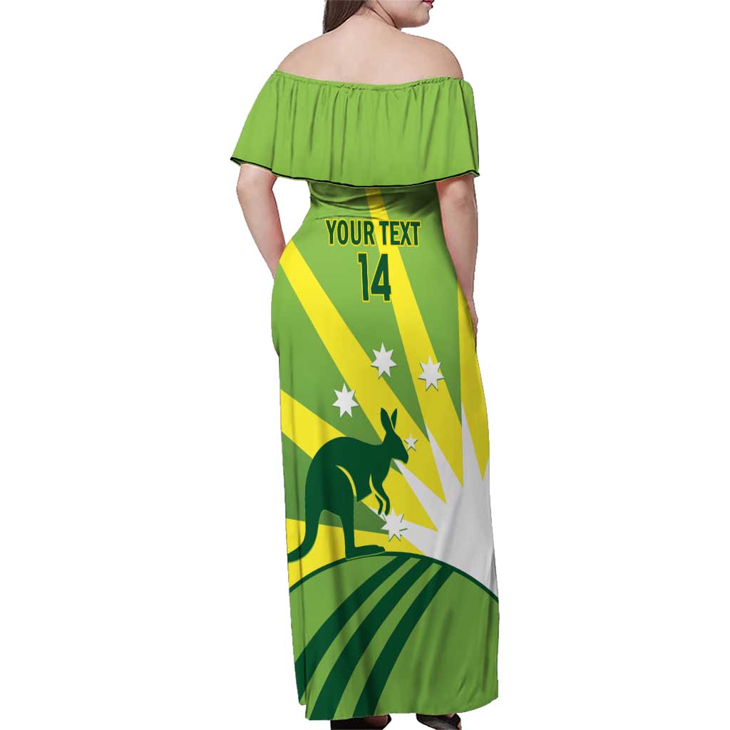 Custom Australia Cricket Family Matching Off Shoulder Maxi Dress and Hawaiian Shirt Go Champions Aussies