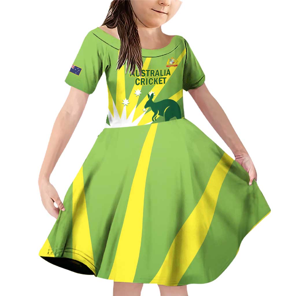 Custom Australia Cricket Family Matching Off Shoulder Short Dress and Hawaiian Shirt Go Champions Aussies