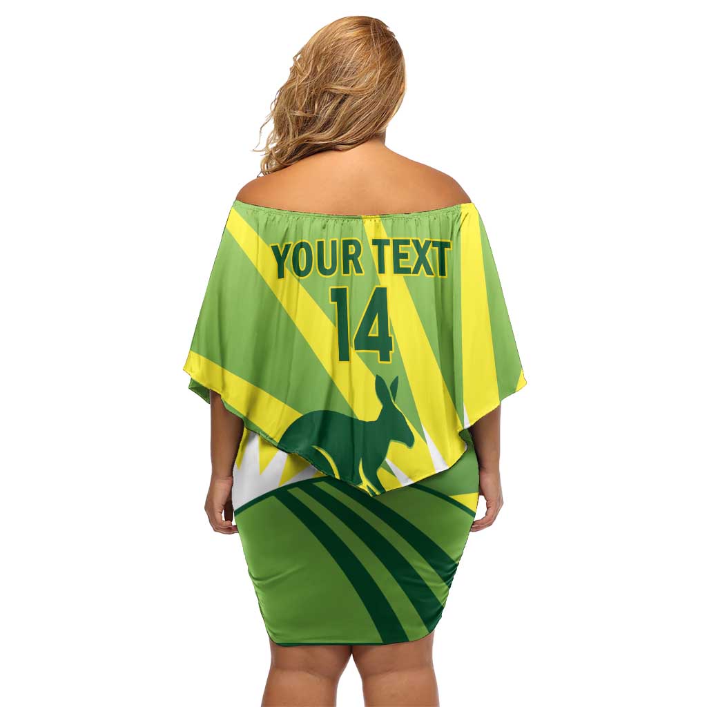 Custom Australia Cricket Family Matching Off Shoulder Short Dress and Hawaiian Shirt Go Champions Aussies