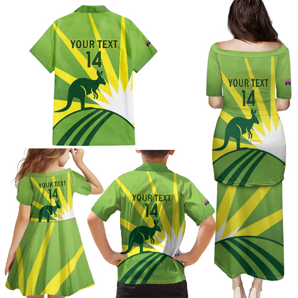 Custom Australia Cricket Family Matching Puletasi and Hawaiian Shirt Go Champions Aussies