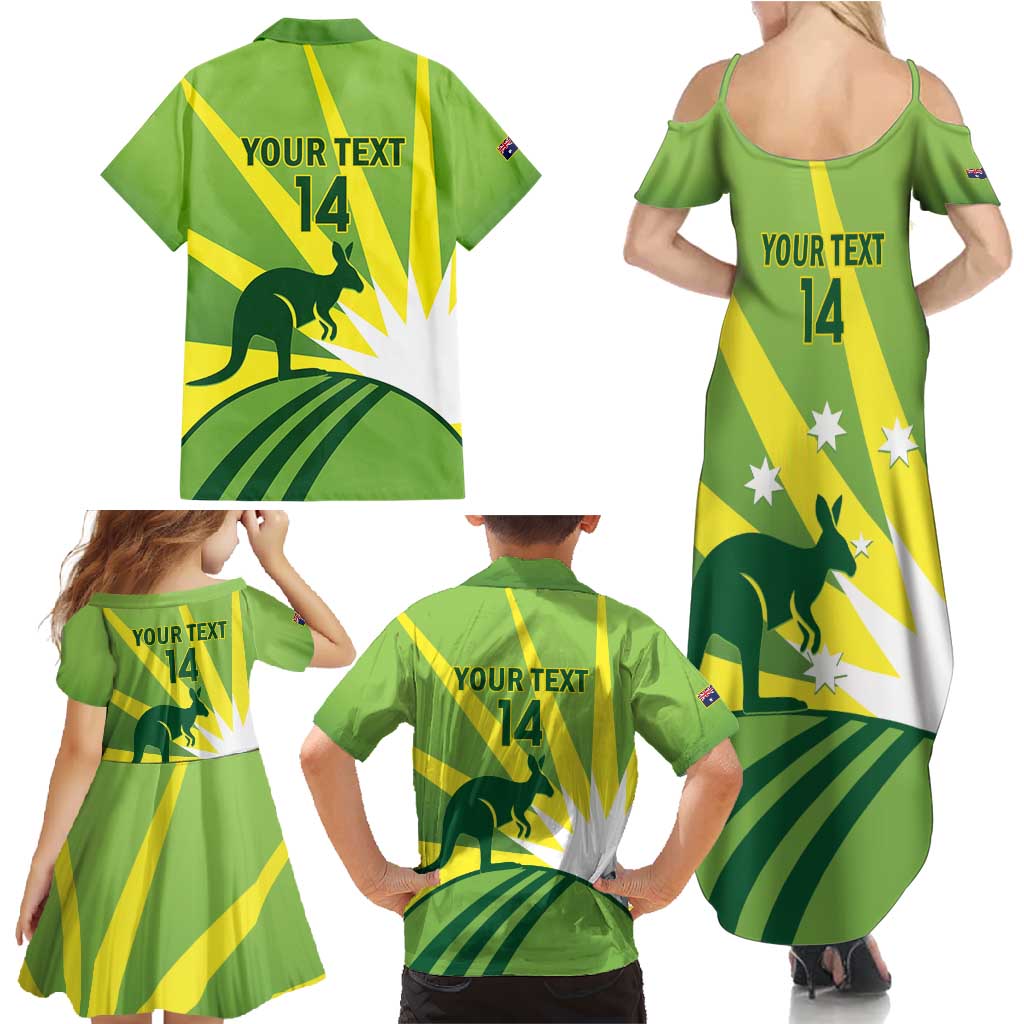 Custom Australia Cricket Family Matching Summer Maxi Dress and Hawaiian Shirt Go Champions Aussies