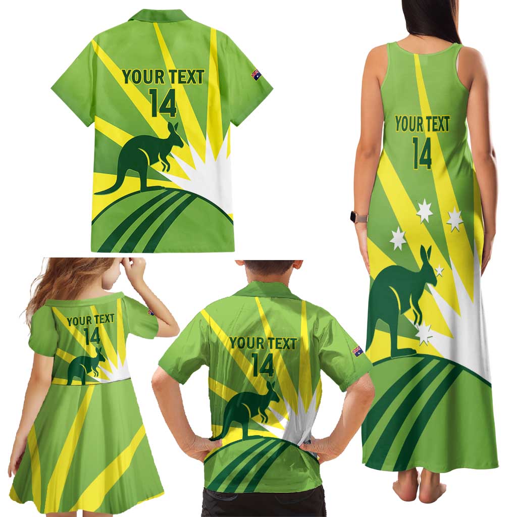 Custom Australia Cricket Family Matching Tank Maxi Dress and Hawaiian Shirt Go Champions Aussies