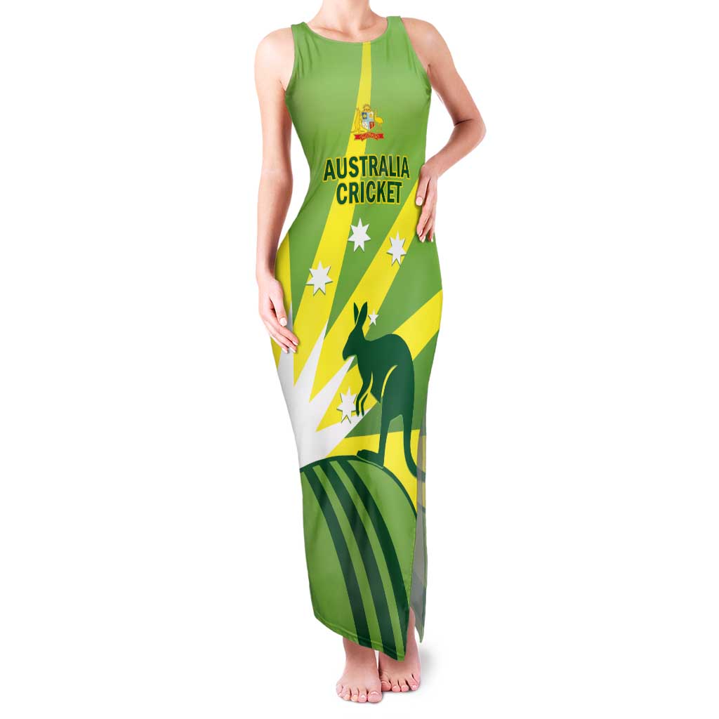 Custom Australia Cricket Family Matching Tank Maxi Dress and Hawaiian Shirt Go Champions Aussies