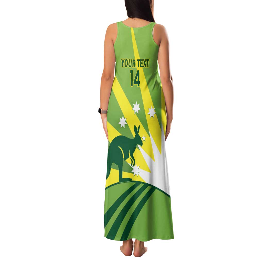 Custom Australia Cricket Family Matching Tank Maxi Dress and Hawaiian Shirt Go Champions Aussies